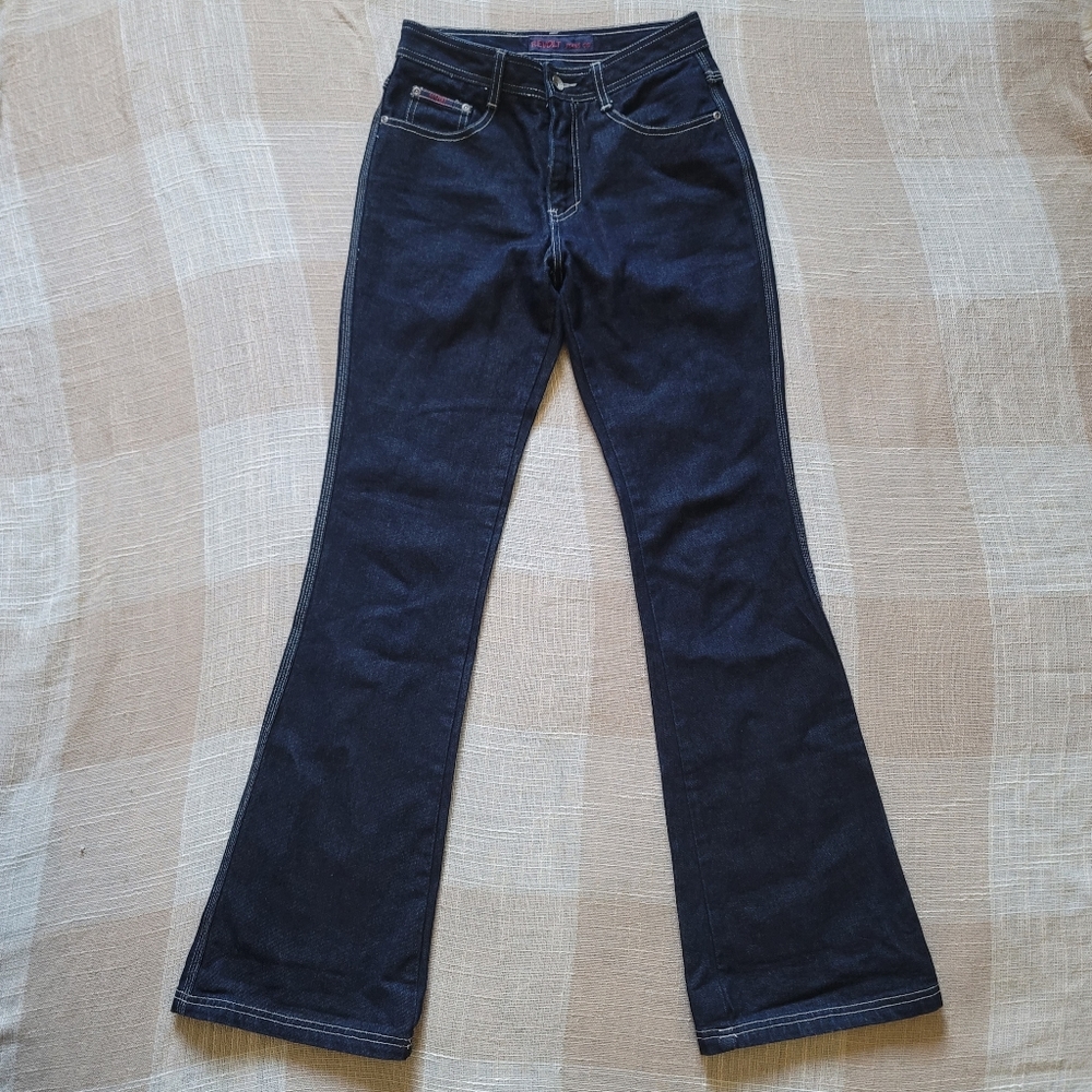 Vintage 70s Western Yallternative Biker Motoboho Revolt Bell Bottom Flare Jeans